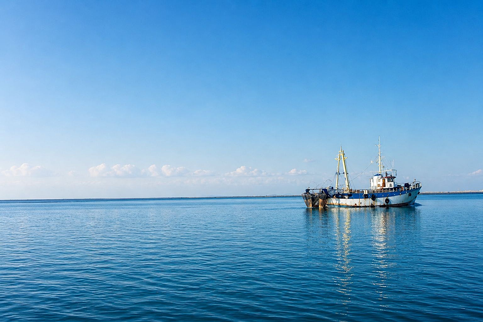 Barco de pesca em mar calmo