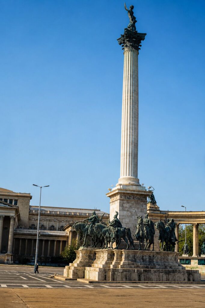 Monumento neoclássico em praça urbana