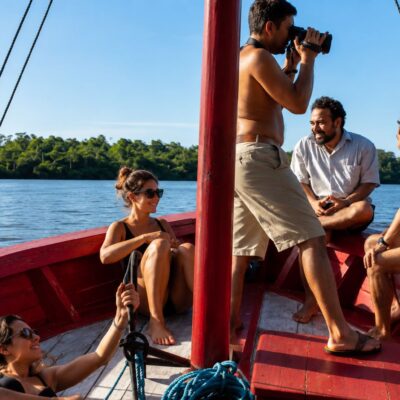 Passeio de barco em águas calmas