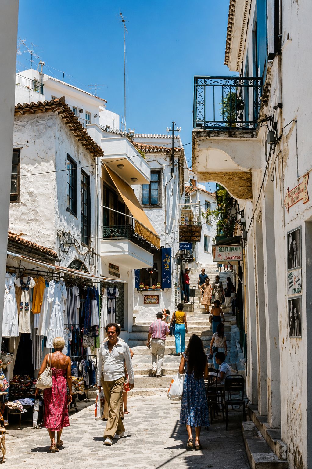 Rua antiga iluminada pelo sol