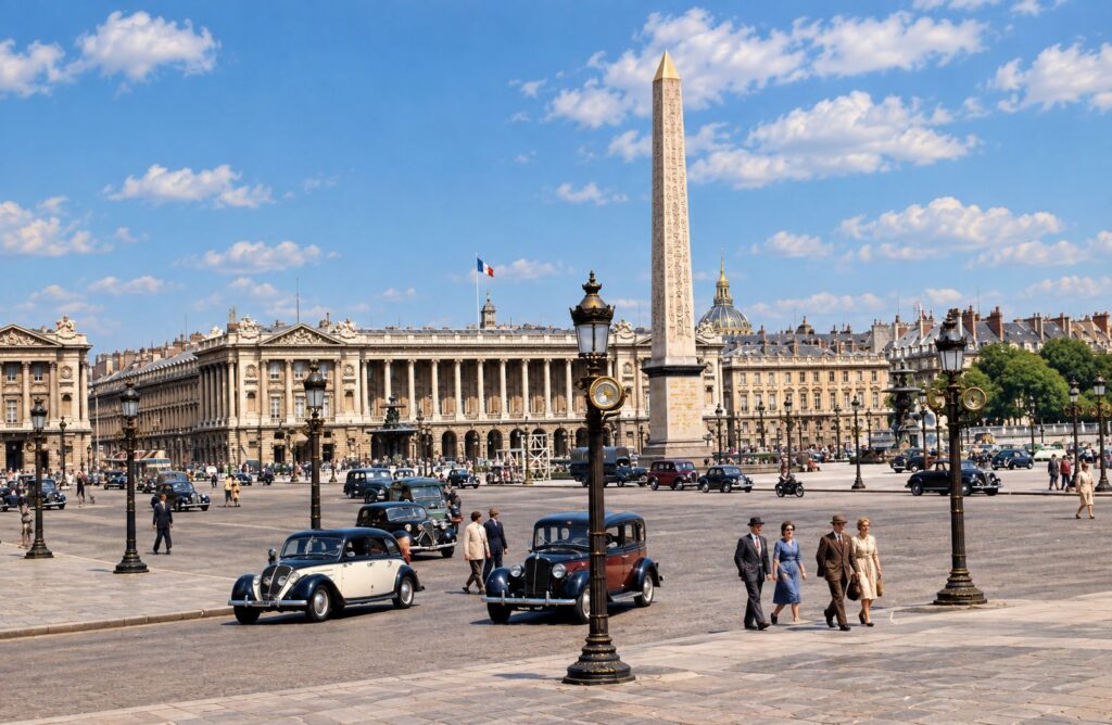 Praça Parisiense Vintage com Obelisco
