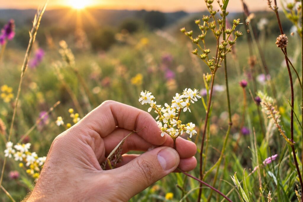 Flores silvestres ao entardecer