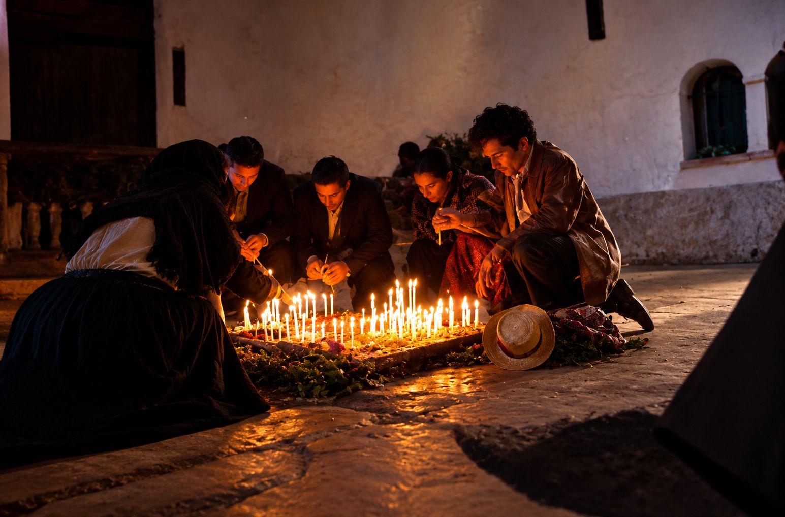 Vigília de velas no pátio